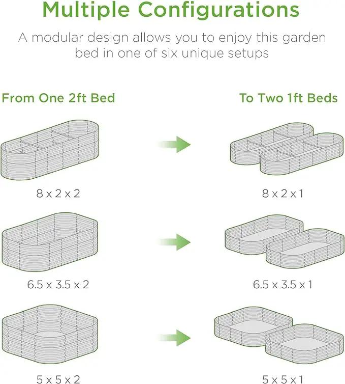 Best Choice Products 8x2x2ft Metal Raised Garden Bed, Oval Outdoor Deep Root Planter Box for Vegetables, Herbs w/ 4 Support Bars, 215 Gal Capacity - Wood Grain by GreenHaven Gardens