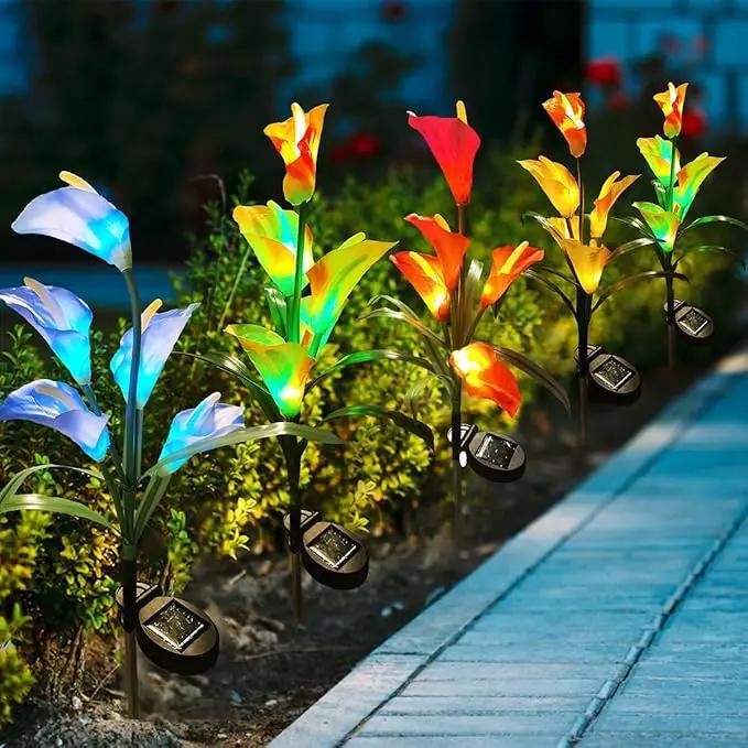 Veesee Solar Garden Lights - Outdoor Stake Lights with Calla Lily Design, Decorative for Lawn, Yard, Patio & Landscape (White, 2Pack) by GreenHaven Gardens