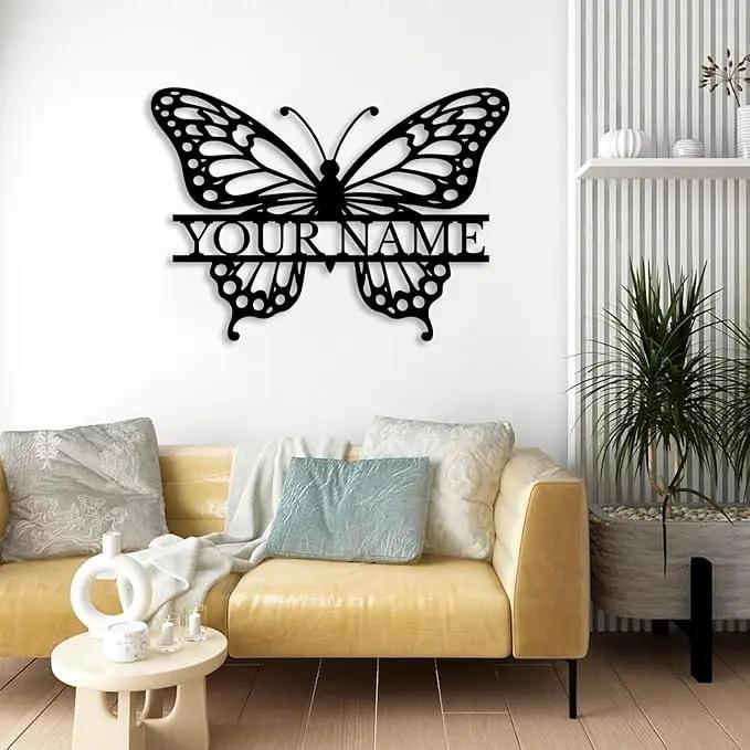Custom Butterfly Metal Sign,Personalized Butterfly House Number Signs,Personalized Gardener Name Sign,Garden Patio Wall Decor (Style-1) by GreenHaven Gardens