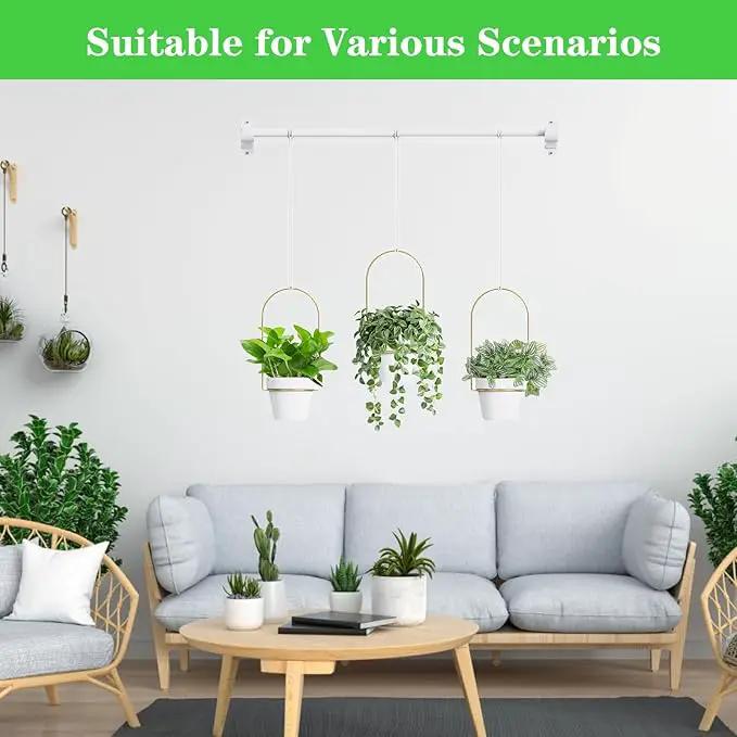 DOUBFIVSY Hanging Planters for Indoor Plants Plant Hanger, Adjustable Hanging Window Planter Hanging Wall Planter for Garden, 25in Plant Shelves Metal Holder Rod with Pots (White) by GreenHaven Gardens