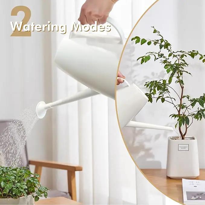Watering Can for Indoor Outdoor Plants, Modern Small Watering Cans with Removable Nozzle, Long Spout Watering Can for Indoor Bonsai Plants Garden Flowers 1/2 Gallon 1.8L 60OZ (White) by GreenHaven Gardens