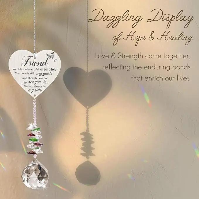 Memorial Crystal Suncatcher,Loss of Best Friend Sympathy Gifts,Friend Memorial Gifts,Hanging Crystals Ornament for Window Rainbow Maker Prisms Home Decor Gift by GreenHaven Gardens