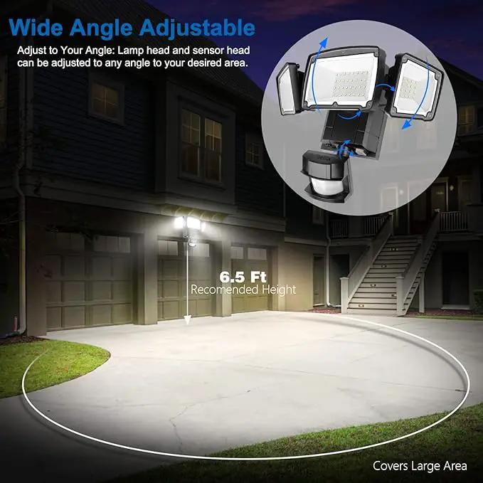 AmeriTop Solar Lights Outdoor, Super Bright 1600LM LED 6000K Solar Motion Sensor Lights with Wide Angle Illumination; 3 Adjustable Heads, IP65 Waterproof Outdoor Security Lighting (Black) by GreenHaven Gardens