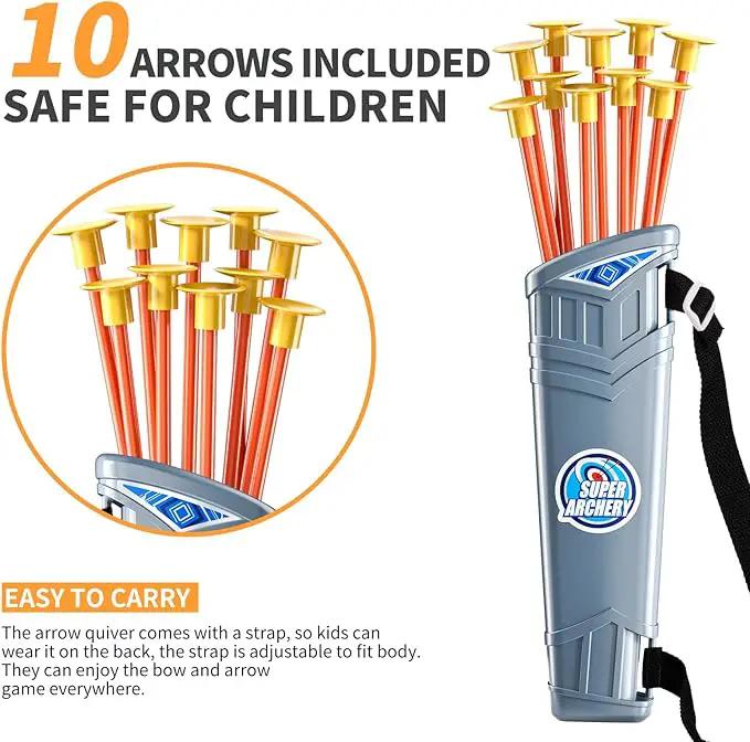 TEMI Bow and Arrow Set for Kids - Archery Toy Set - LED Light Up with Suction Cup Arrows, Target & Quiver, Indoor and Outdoor Toys for Children Boys Girls by GreenHaven Gardens