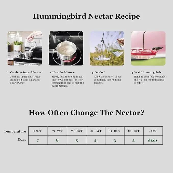 Hummingbird Feeders for Outdoors Hanging - 8 Feeding Ports 16 oz Plastic Hummingbird Feeder, Bee-Proof Leak-Proof No Drip, Easy to Clean with Cleaning Brushes by GreenHaven Gardens