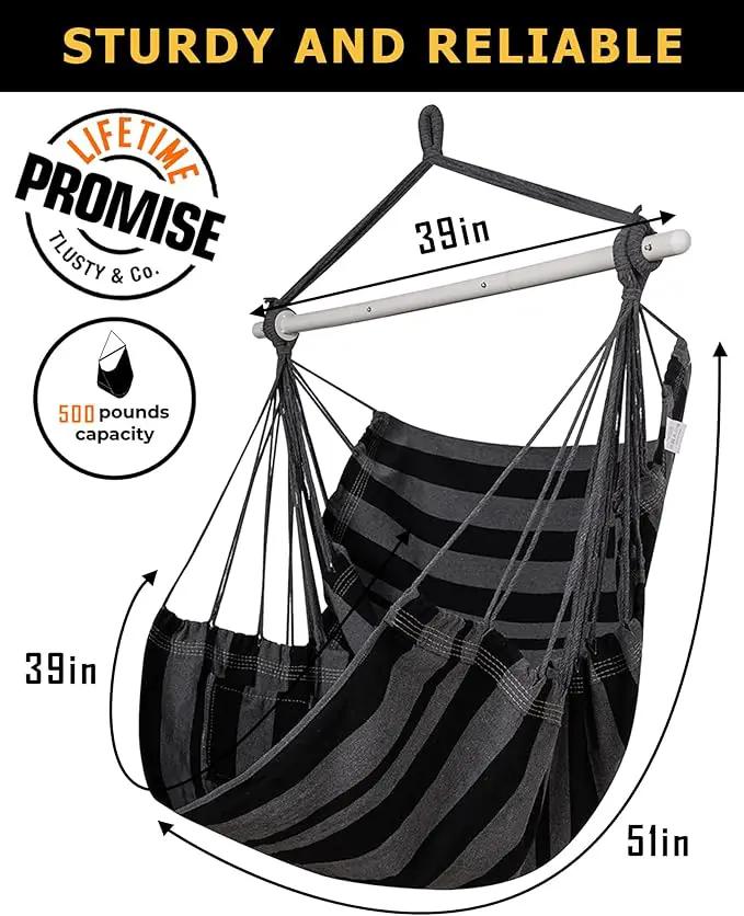 ADVOKAIR Hammock Chair Swing & Cover Set (500 lbs Max) – Hanging Rope Swing for Bedroom, Outdoor, Patio, Porch with Sturdy Steel Bar & Anti-Slip Rings + All-Weather Rain Cover for Storage Protection by GreenHaven Gardens
