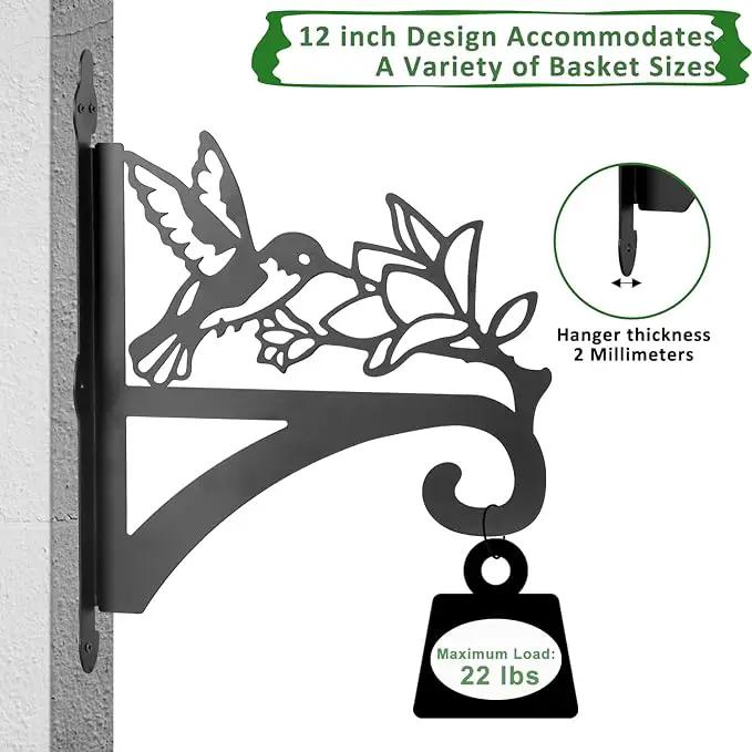 ATKKE Hanging Plant Bracket Hangers Indoor Iron Wall Mount,11” Hummingbird Silhouette Ornamental Iron Hangers Hookers for Flower Pot Lantern Bird Feeder Wind Chimes by GreenHaven Gardens