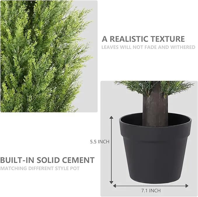 THE BLOOM TIMES 4ft Topiary Trees Artificial Outdoor 2 Pack – UV Resistant Faux Cedar Pine Cypress Bushes and Shrubs, Fake Potted Plants for Front Porch Outside Planter Patio Decor, Set of 2 (4 Foot) by GreenHaven Gardens