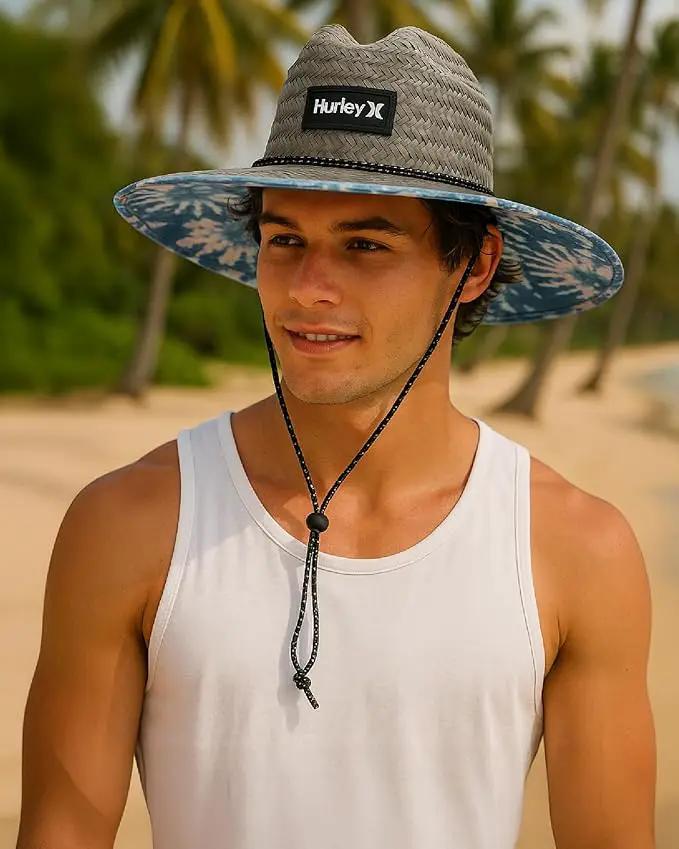 Hurley Men's Straw Hat - Bayside Lifeguard Straw Sun Hat by GreenHaven Gardens