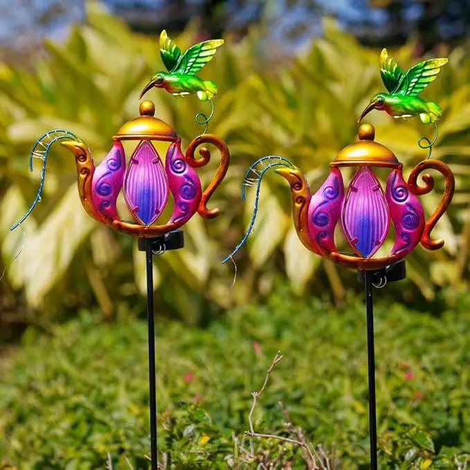 2 Pack Garden Lights, Solar Outdoor Lights with Metal Stake, Waterproof Landscape Lighting Solar Powered Yard Art for Pathway, Lawn, Porch - Purple by GreenHaven Gardens