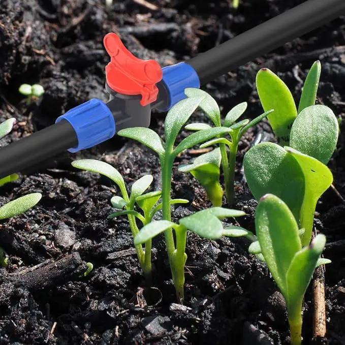 10Pack 1/2 Inch Drip Irrigation Shut-Off Valve Universal Drip Irrigation Tubing Coupling Valve Drip Connector Fitting Compatible with 16 to 17 mm Drip Tape Tubing Sprinkler System (Blue Red) by GreenHaven Gardens