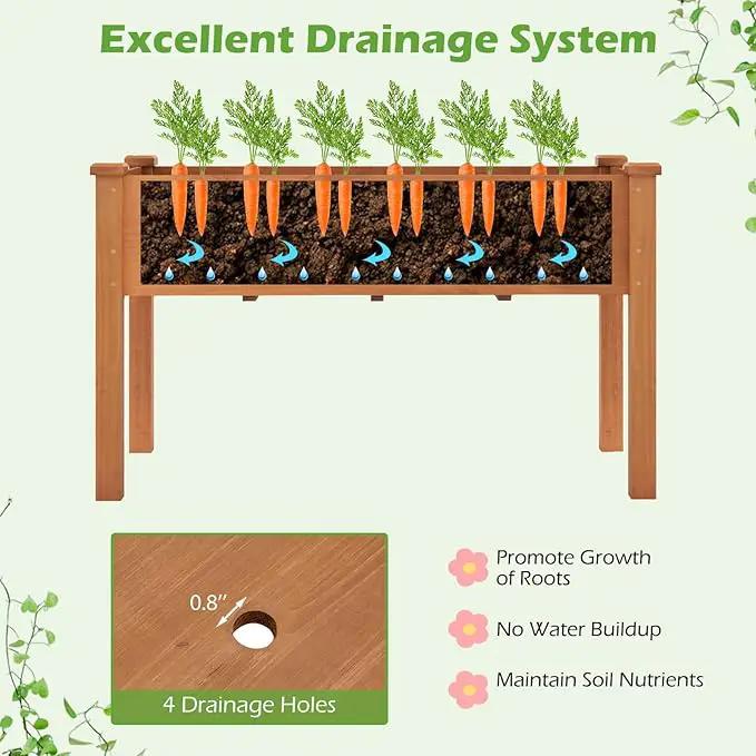 Giantex Raised Garden Bed, Elevated Wood Planter Box with Protective Liner and Drain Hole, Gardening Planter Raised Bed for Planting Vegetables Flowers Succulents Herbs, 49" Lx23 Wx30 H by GreenHaven Gardens