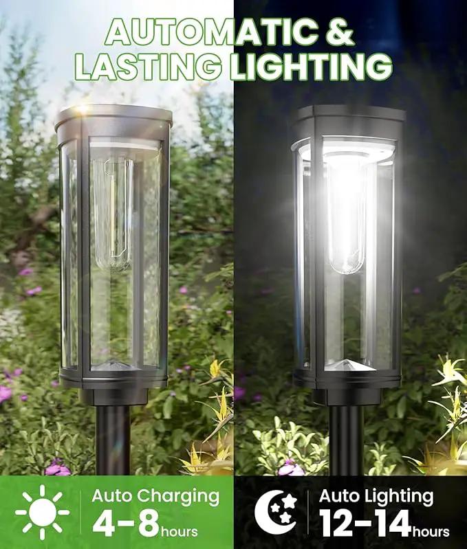 Bright Solar Lights Outdoor 6 Pack, Solar Pathway Lights Waterproof IP65, Auto On/Off Pathway Landscape Lighting, Long Lasting Outdoor Light for Walkway Path Garden Lawn Patio Decor Lighting by GreenHaven Gardens