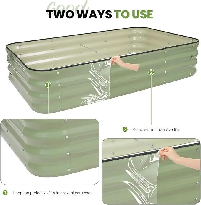 G GOOD GAIN 4-in-1 Adjustable Raised Garden Bed Kit | Galvanized Planter Boxes for Vegetables, Flowers | 12" Tall, Multiple Sizes (5x3x1ft, 4x4x1ft, 6x2x1ft, 7x1x1ft) | Outdoor Metal Raised Bed, Green by GreenHaven Gardens
