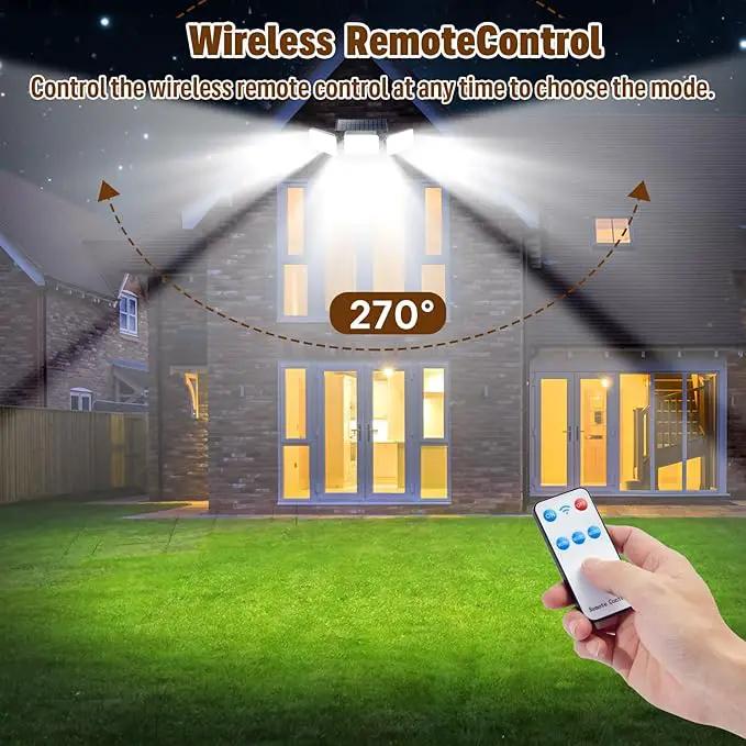 Solar Lights Outdoor Waterproof, Motion Sensor & Flood Outdoor Lights with Remote Control, 4 Adjustable Modes, 3000LM & 218 LED, High-Energy-Density Solar Panel-Monocrystalline Technology, 2 Pack by GreenHaven Gardens