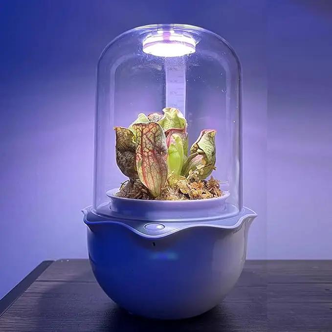 Smart Venus Fly Trap Terrarium Pot with Timer&Fan,Succulent Planter with Grow Light,Indoor Plant Pots Terrarium with Drainage Hole for Carnivorous Plants,Sundew Moss,Cactus(No Plant) by GreenHaven Gardens