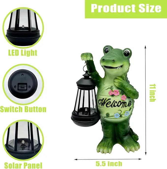 Solar Lantern Garden Alligator Statues Decor, Outdoor Crocodile Figurine Lights for Yard Patio Decoration - Unique Christmas Housewarming Gift for Grandma Wowen Mom by GreenHaven Gardens