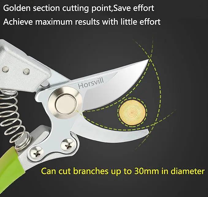 Garden Shears, Japanese Pruning Shears for Heavy Duty, Flowers Herbs Grapes Plant and Branch Cutters, Clippers, Trimmers, Scissors (Green) by GreenHaven Gardens