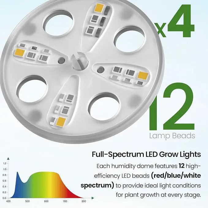 Bonviee 2-Pack Seed Starter Tray with Plant Light, Elevated Seedling Starter Trays Kits with Adjustable Humidity Domes and Clear Cell Tray, 12 Full Spectrum Led Lamp Beads for Plants Indoor-Clear by GreenHaven Gardens
