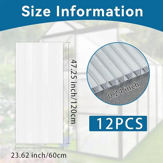 12 Pcs Polycarbonate Greenhouse Panels Waterproof UV Protected Polycarbonate Double Layer Polycarbonate Panels Sheet Corrugated Plastic for Greenhouse, Outdoor, Plant Stand Roof(4' x 2' x 0.24'') by GreenHaven Gardens