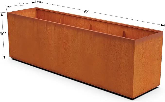 Corten Steel Planter Rectangle Outdoor Metal Garden Box Heavy Duty | Made in USA | Fully Assembled by GreenHaven Gardens
