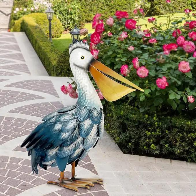 Kircust Pelican Statues, Garden Outdoor Decor Yard Art, Coastal Ocean Metal Bird Sculpture Ornament for Backyard Porch Patio Pond Decorations by GreenHaven Gardens