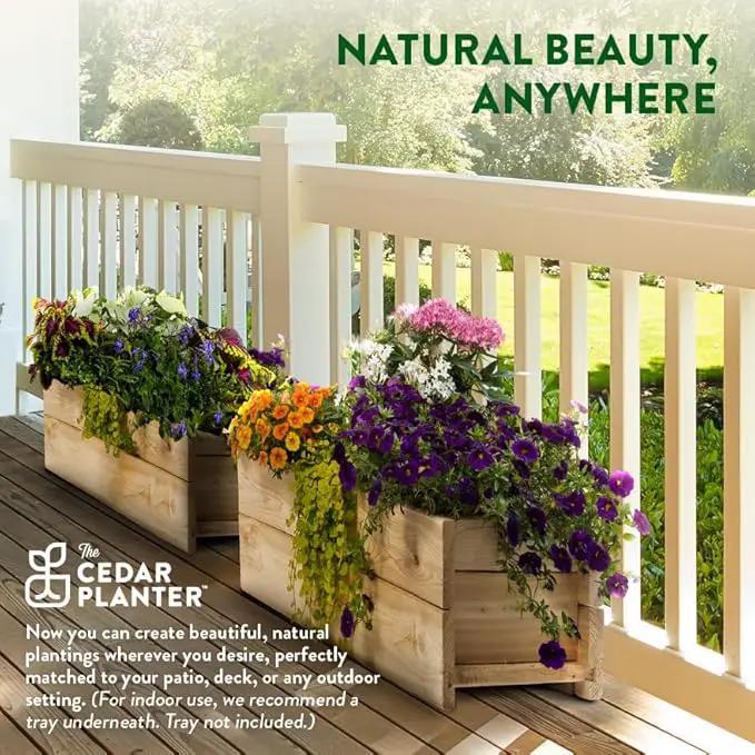 Greenes Fence Cedar Wood Planter Box, 32" x 11" x 10" - Made in USA with North American Cedar by GreenHaven Gardens
