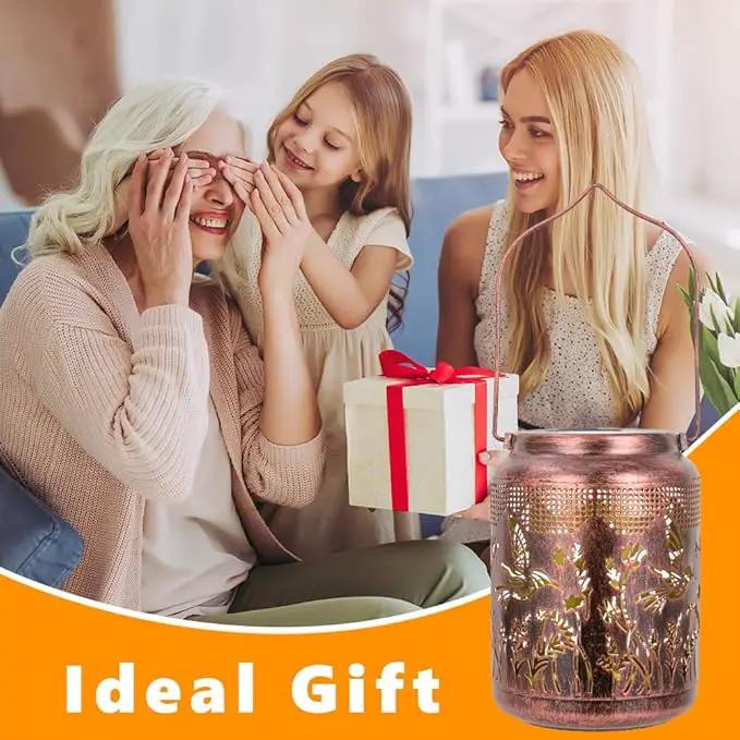 2 Pack Hummingbird Solar Lanterns Outdoor Waterproof LED 6.9" Metal Hanging Solar Lights Outdoor Hummingbird Decorative Lanterns for Patio,Garden,Pathway,Lawn Yard Birthday Gifts for Women Mom by GreenHaven Gardens