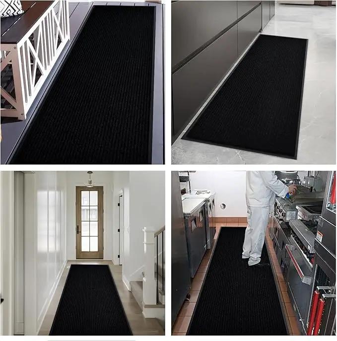 fani Heavy Duty Large Outdoor Indoor Entrance Black Doormat Waterproof Low Profile Entrance Rug Front Door Mat Patio Anti-Skid Rubber Back, 48x96 inch (Jet Black) by GreenHaven Gardens