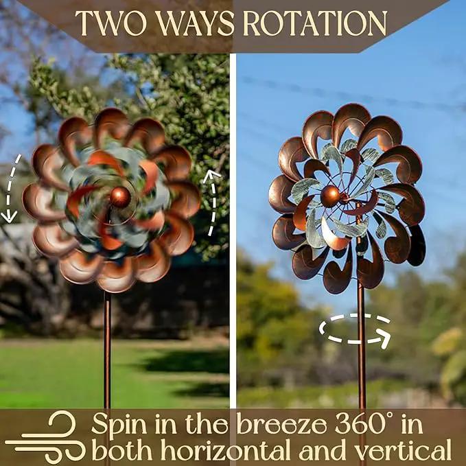 Wind Spinner Outdoor Garden Decor, Wind Spinners for Yard and Garden, 84 inch Copper Wind Sculptures & Spinners for Yard Decorations - Larger Spinners by GreenHaven Gardens