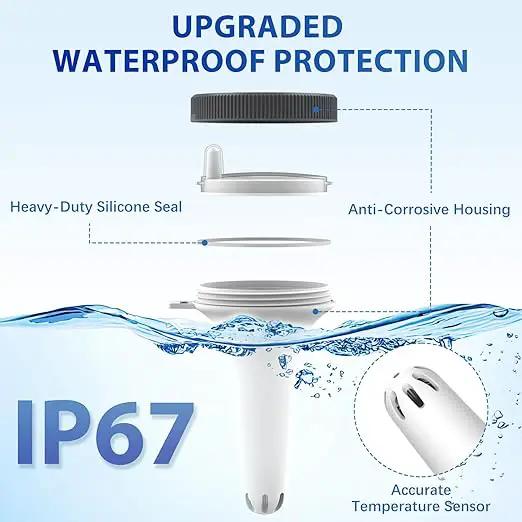 Nuovoware Digital Floating Pool Thermometer, Wireless Pool Thermometer with Easy Read Screen Display, Remote Water Thermometer IPX8 Waterproof for Swimming Pool, Fish Tank, Hot Tub