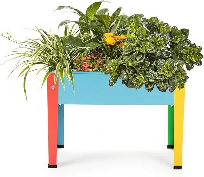 Raised Garden Bed With Legs, Galvanized Planter Box for Herbs and Vegetables (Multi-Colored) by GreenHaven Gardens