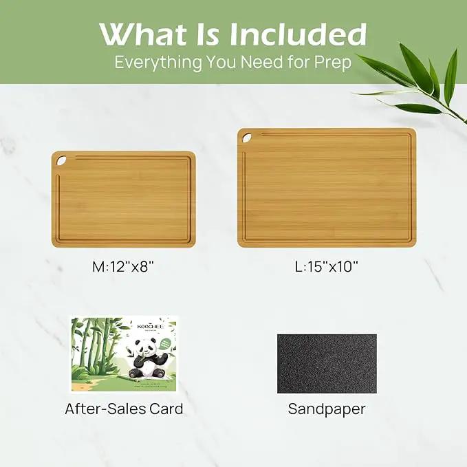 Chopping Board Duo 2-Pcs Natural Bamboo With Juice Channels & Knife-Friendly Finish For Versatile Kitchen Use, Ideal Charcuterie & Chopping Multi-Use by GreenHaven Gardens
