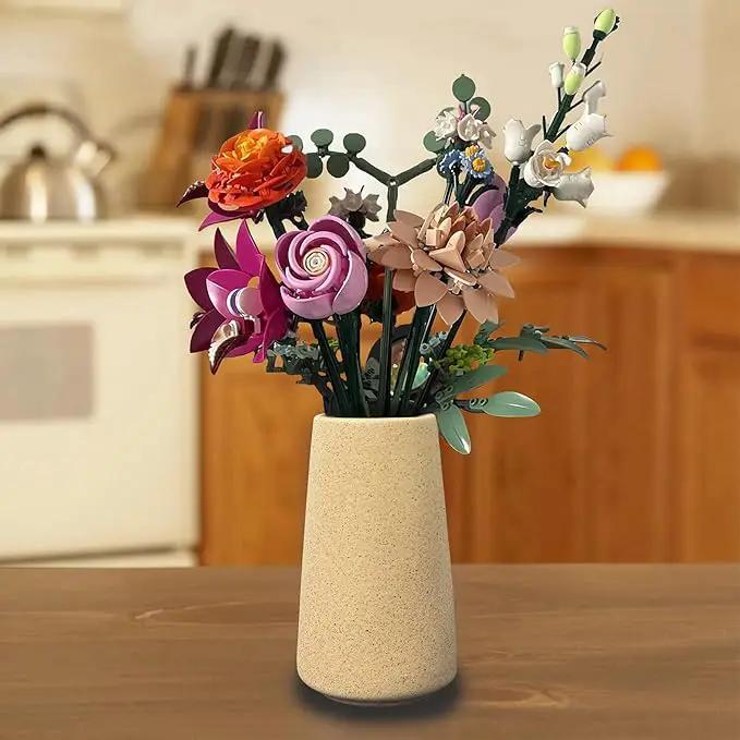 Simple Vase for Flowers Plants, Matte Vases for Modern Table Shelf Home Decor Wedding Boho Decor, 6" H Frosted Elegant Ceramic Vase for Pampas Grass Fluffy Stem Bouquet Lavender Flowers (Brown, 2) by GreenHaven Gardens