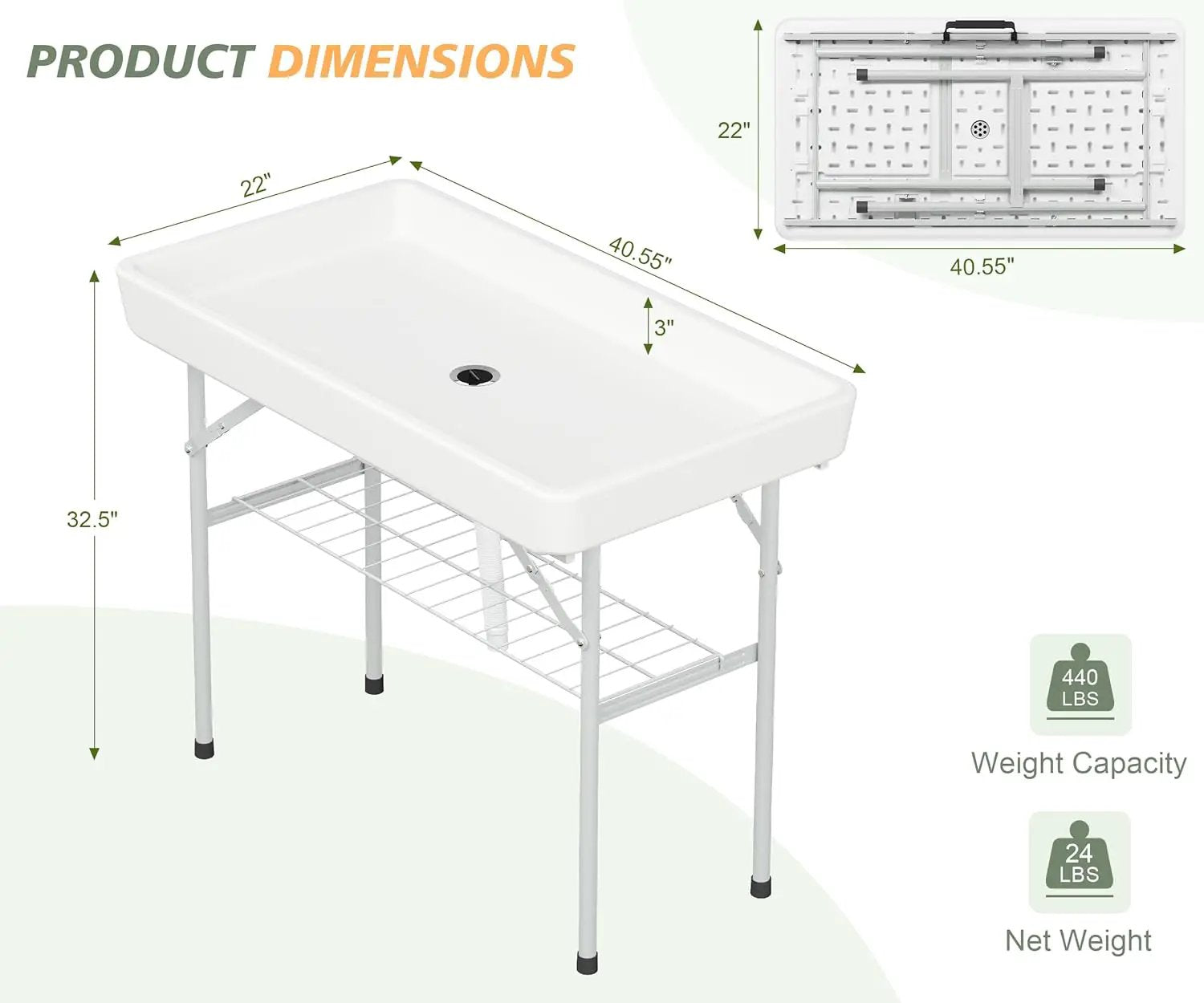 4 Foot Ice Cooler Table with Matching Skirt & Drain Hose, with Iron Stand, Portable Patio Outdoor Chilling Table Portable Bar for Events for Party, Picnic, BBQ, Camping (White) by GreenHaven Gardens