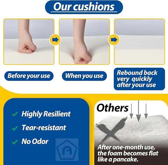 AAAAAcessories Outdoor Seat Cushions for Chairs, Waterproof, Fade-Resistant Patio Furniture Replacement Cushions, 17" x 16" x 2", Set of 2, Gray by GreenHaven Gardens