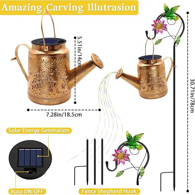 2 Pack Solar Lanterns Outdoor Waterproof,Hummingbird Watering Can Garden Decor,Hanging Solar Path Lights Yard Art,Outside Patio Decorations Gardening Birthday Gifts for Mom Grandma Women (with Hook) by GreenHaven Gardens