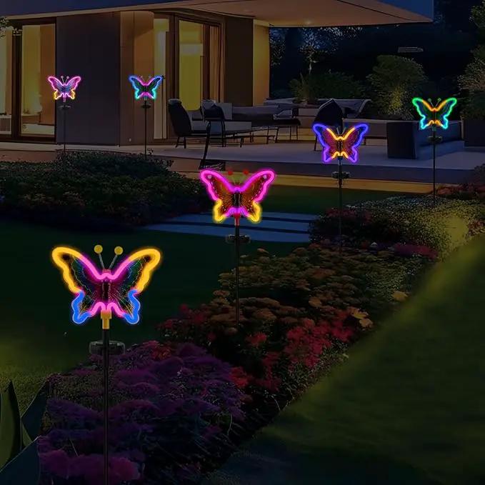 Solar Garden Butterfly Lights, Garden Outdoor Lights Decor, Butterfly Solar neon Light,led Butterfly Lights,Yard Patio Pathway Decoration(Red, 2pack) by GreenHaven Gardens