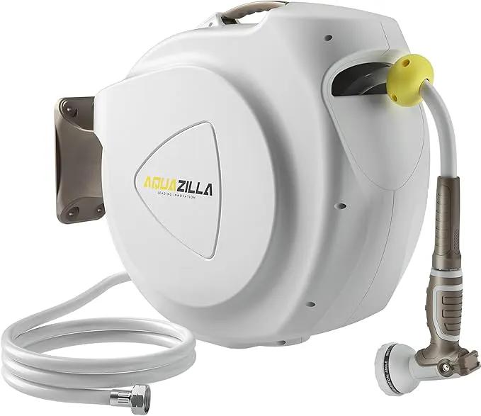 Retractable Garden Hose Reel, 1/2 in 75+6ft, Heavy Duty Wall Mounted Water Hose Reel, Spring power Automatic Rewind, Any Length Lock, 180° Swivel Bracket, 10 Pattern Spray Nozzle by GreenHaven Gardens