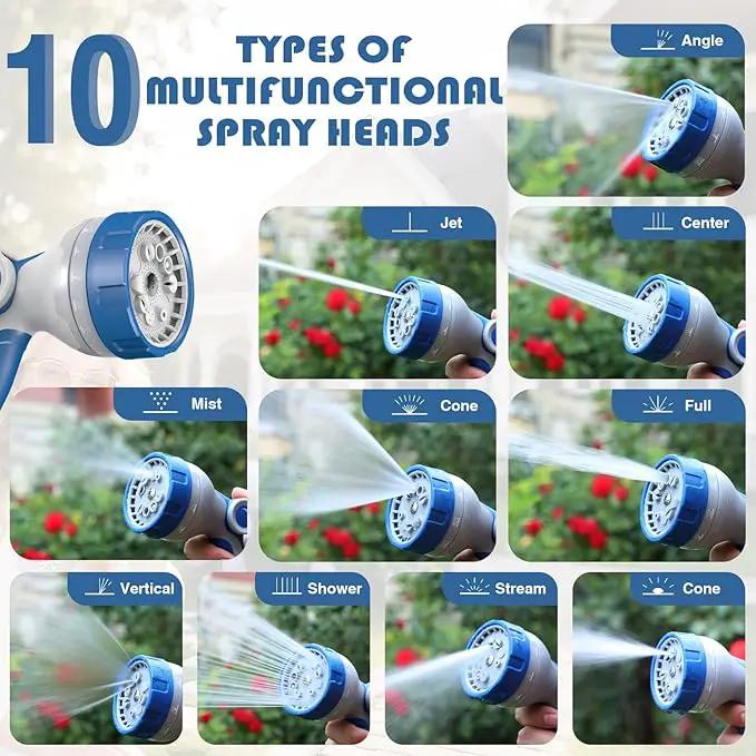 1/2 in × 100 ft Garden Hose Reel,Wall-Mounted Hose Reel with Bottom Drain,180° Rotating Bracket,with 10-Function Sprayer Nozzle,Lockable at Any Length,Equipped with Waterproof Bag(Blue) by GreenHaven Gardens