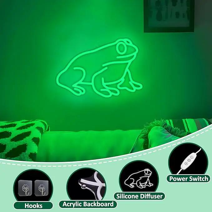 Lampeez Frog Neon Sign, Frog Lamp Wall Decor, Dimmable LED Neon Art Signs USB Powered, for Man Cave, Home, Patio, Garden, Bars, Stores, Clubs, Ideal Gift for Friends, Family and Kids by GreenHaven Gardens