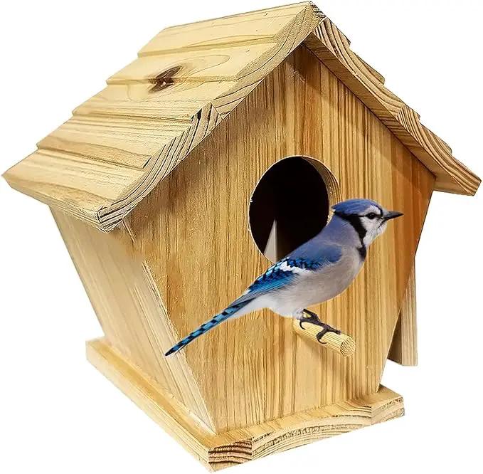 Bird Houses for Outside,Wooden Birdhouse Finch Cardinals Hanging, Birdhouse Nesting Box for Wild Bird Viewing,Funny Patio and Outdoor Yard Decoration (House) by GreenHaven Gardens