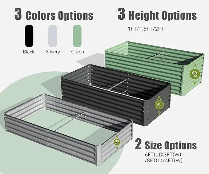 Domi Galvanized Raised Garden Bed, Outdoor Planter Garden Boxes Large Metal Planter Box for Gardening Vegetables Fruits Flowers, Dark Grey (6x3x2ft) by GreenHaven Gardens