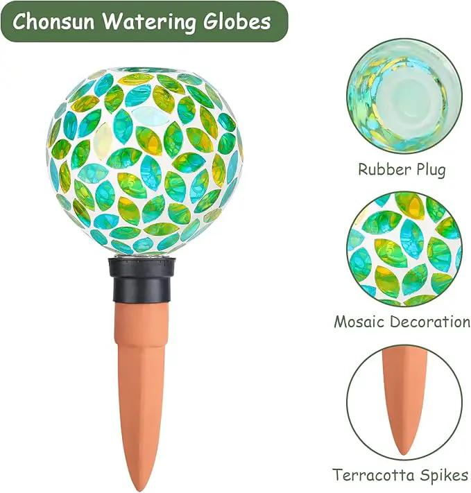 Plant Watering Globes Mosaic Self Watering Stakes 2 Pack Large Self Watering Planter Insert Automatic Watering Device Outdoor Indoor Decoration by GreenHaven Gardens