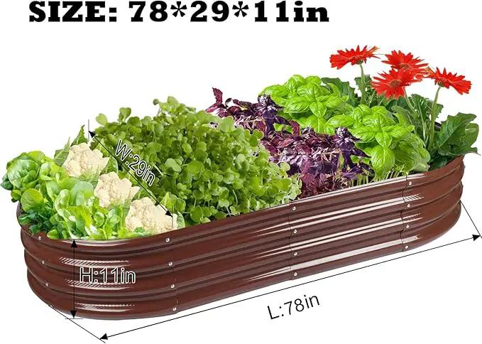 Raised Garden Bed Galvanized Planter Box Outdoor, Rot-Resistant Metal Garden Bed Planter for Vegetables Flower Herb (6.5ft, Brown) by GreenHaven Gardens