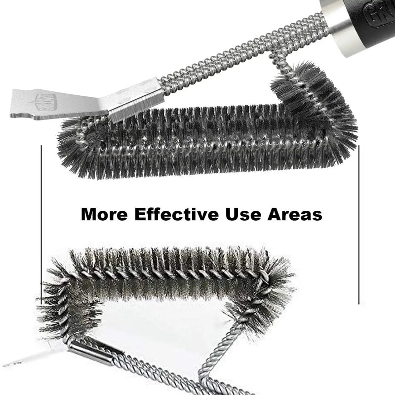 GRILLART Grill Brush and Scraper BBQ Brush for Grill, Safe 18" Stainless Steel Woven Wire 3 in 1 Bristles Grill Cleaning Brush, BR-4516 by GreenHaven Gardens