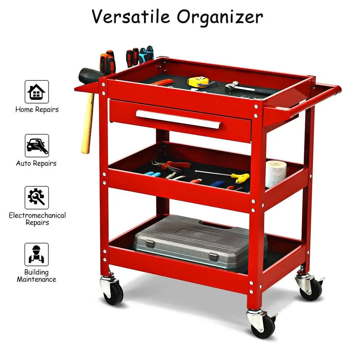 Rolling Tool Cart Mechanic Cabinet Storage ToolBox Organizer with Drawer, photo 2 of 15