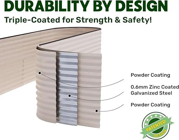 9-in-1 Galvanized Raised Garden Beds Outdoor // 8×2×2.5 ft Modular Planter for Gardening, Vegetables, Flowers // 32" Extra Tall Metal Raised Garden Bed (White) // Patented Design Planter Box by GreenHaven Gardens