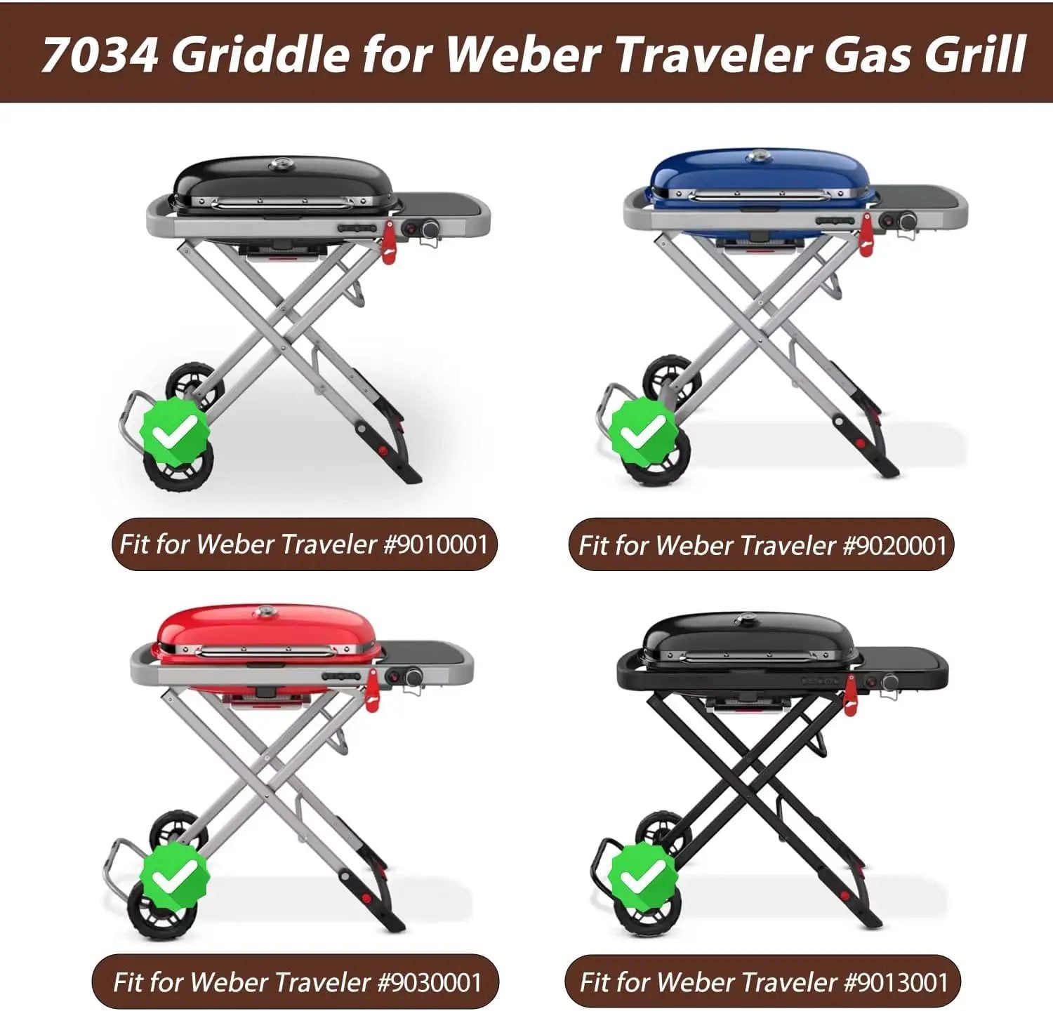 Griddle for Weber Traveler Grill 9010001 9020001 9030001, 7034 Cast Iron Griddle Insert Replacement Parts for Weber Traveler 9013001 9011701 Flat Top Griddle Accessories with Carry Bag by GreenHaven Gardens