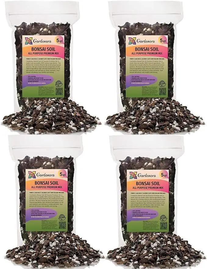 Premium Bonsai Soil All Purpose Fast Draining Mix - 20 Quart - Pumice, Lava, Calcined Clay and Pine Bark Potting Pre Mixed Bonsai Plant Soil Mixture by GARDENERA - Made in USA - (4 Bags of 5QT) by GreenHaven Gardens